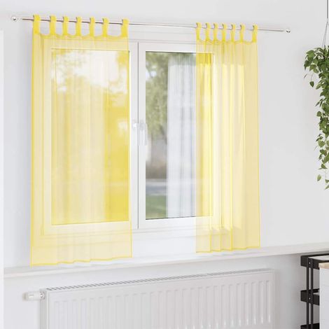 Voile Curtains with Loops 2 pcs Yellow 140x175 cm vidaXL