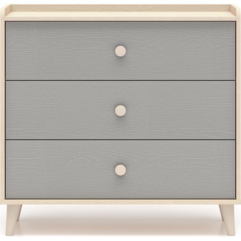 Cassettiera 3 cassetti Alycia beige - grigio - effetto marrone 85cm
