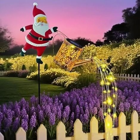 Lampe de sol solaire LED en forme de bouteille d'eau Père Noël, éclairage décoratif extérieur pour cour, blanc chaud (1/4)