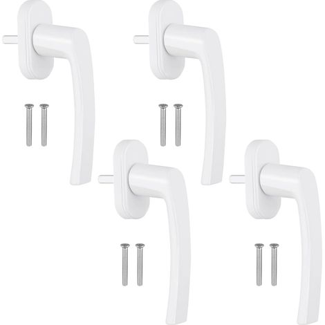 4PCS - Poignée de fenêtre - Poignée de porte - Aluminium blanc - Pour fenêtres et portes balcon - Distance 43mm - Axe 35mm