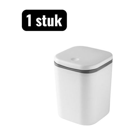 Mini poubelle avec couvercle – Poubelle compacte élégante pour bureau, chambre ou salle de bain – Blanc (1/5)