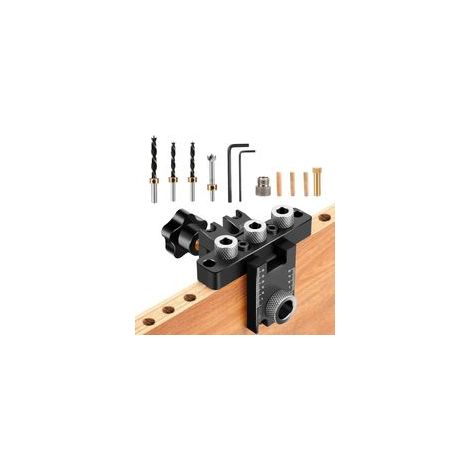 Gabarit De Percage Set,8/10/15 mm Gabarit de Trou de Poche,3 en1 Kit Localisateur de Guide de Percage Cheville Bois,Outils de Bricolage pour le travail du bois (noir Gabarit De Percage)