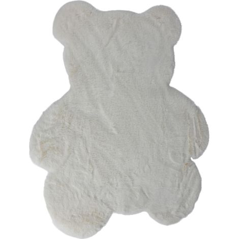 Motivteppich Bär 73x90cm Kuschelteppich Tiermotiv superweich Mikrofaser - weiß