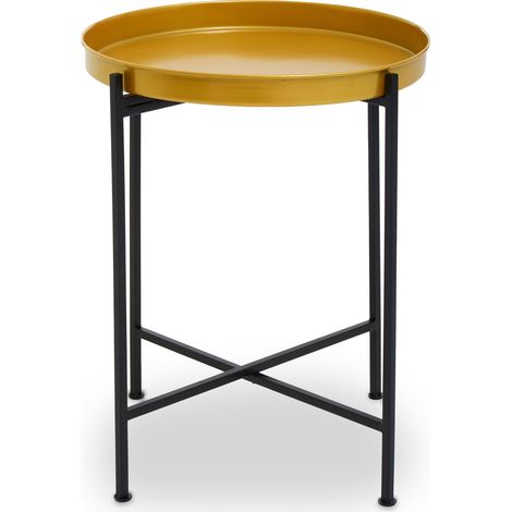Interiors By Premier Sleek Small Brass And Black Finish Side Table, Round Top Small Lounge Table, Contemporary Bed Side Table (1/5)
