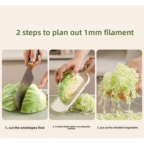 Affettatrice e trita-cavolo, affettatrice per verdure in acciaio inox, trita-insalata, cavolo cappuccio, cipolla, tritatutto multifunzionale per cavolo, lattuga e cipolle (1/3)