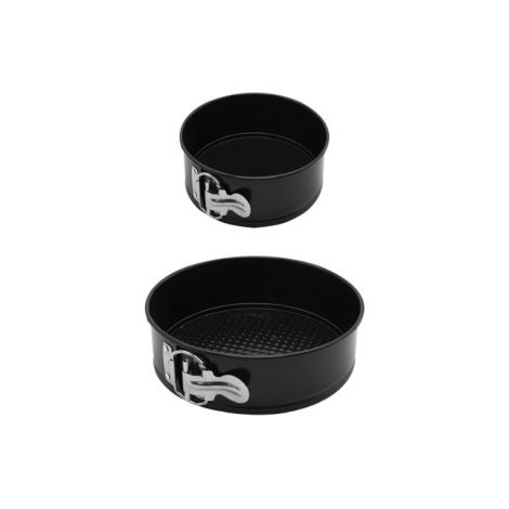 2PCS Moule à Gâteau(4"/ 7"), Moule a Gateau Rond 2 Étages, Moulle à Gâteau Rond Noir en Acier au Carbone, Moule à Gâteau à Charnière pour Faire Gâteaux/ Pizzas/ Pain (11CM+18.5CM)
