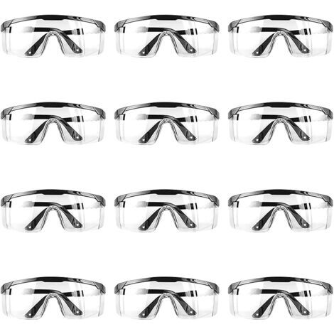 12pcs Lunette protection,Lunette de protection travail,Lunettes de Protection de Vision Intégrale,Lunettes de protection anti-buée avec protection UV Pour adultes (homme et femme) Transparent (1/5)