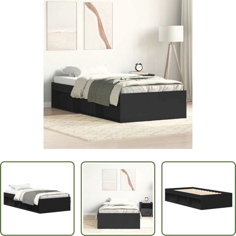 vidaXL Estructura de cama negra 100x200 cm (1/5)