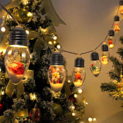 Guirlande Lumineuse de Noël en Forme de Boule à Neige, 1.5 m, 10 Ampoules Alimentées Par Piles Pour Sapin, Décorative (2 Pièces) (1/5)