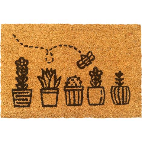 Coconut Doormat, Botanical Design, 60x40 cm (1/5)