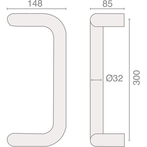 Heracles – Poignée de porte coulissante inox brossé 32mm – Entraxe 300mm – Montage simple pour verre et bois – Design ergonomique (1/4)