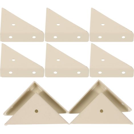 CCYKXA Équerres D'angle Triangulaires Renforcées 90° 10 Pièces, Supports en Métal Peint Crème Épais, Grand Format pour Lit, Meubles et Étagères, Fixation Stable et Solide pour (1/4)