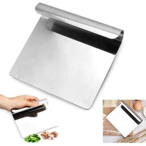 Espátula de cocina de acero inoxidable para verduras, pasta, raspador, espátula para cortar fácilmente, resistente a la corrosión, tamaño 14x12cm, pulida a mano. (1/5)