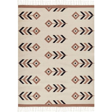Teppich NIAVAN Beige 160 x 230 cm Baumwolle Kelim