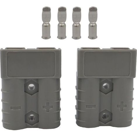 2pcs connecteurs Anderson AMH – 50A 600V avec bornes – pour RC et industrie – Gris (1/4)