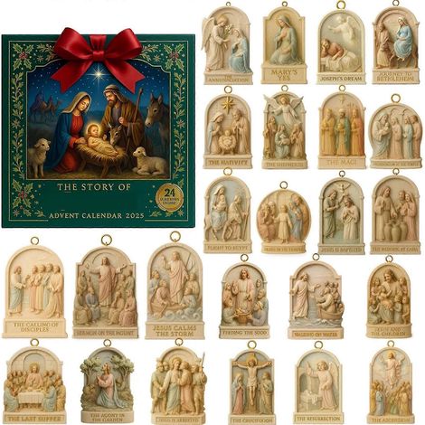 Calendario de Adviento de Navidad de 24 días con Jesús, calendario de cuenta regresiva, artículos coleccionables sorpresa, decoración para fiestas navideñas. (1/5)