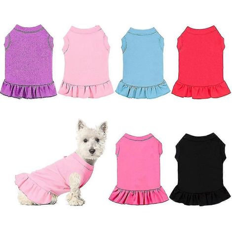 Conjunto de 6 piezas de vestidos para perros: camisa y falda sin mangas para perros, transpirable. (1/5)