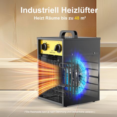 Industrie-Elektroheizer 5000W - Robuster Gebläseheizer mit Thermostat & Überhitzungsschutz für Baustelle & Garage - DAHTEC (1/5)