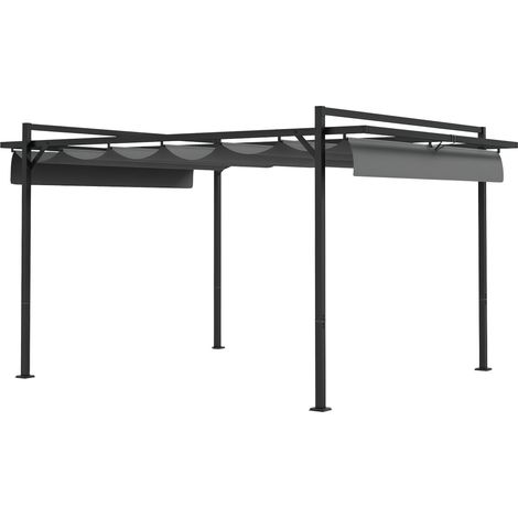 Cette pergola rétractable vous permet d'ajuster la couverture selon vos envies : profitez du soleil ou détendez-vous à l'ombre. Sa structure en acier est robuste et est fournie (1/5)