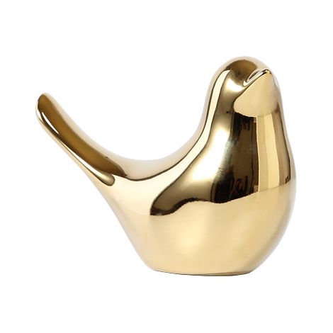 Estatua de pájaro dorado, figura decorativa moderna, ideal para el salón, el dormitorio, el despacho o el vestidor. Tamaño grande: 11 x 9 cm.