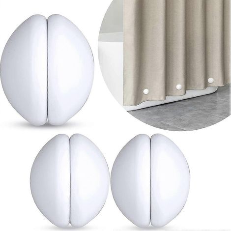 Poids pour rideau de douche, aimants puissants en silicone pour rideau de douche, empêchent le rideau de douche de s'envoler, 3 paires blanches [jkw] (1/4)