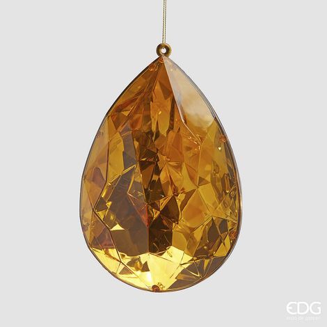 EDG Enzo De Gasperi Decoro Diamante Goccia di Natale da Appendere D 19 Cm L 12,5 Cm L 7,5 Cm Pp Gold