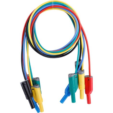 Prüfklemmen und Krokodilklemmen, 5 Stück P1050-1 4-mm-Batterieprüfleitung – Weiches Silikon-Sicherheits-Bananenkabel-Set 1 m – für 14AWG-Prüfleitungen für Multimeter