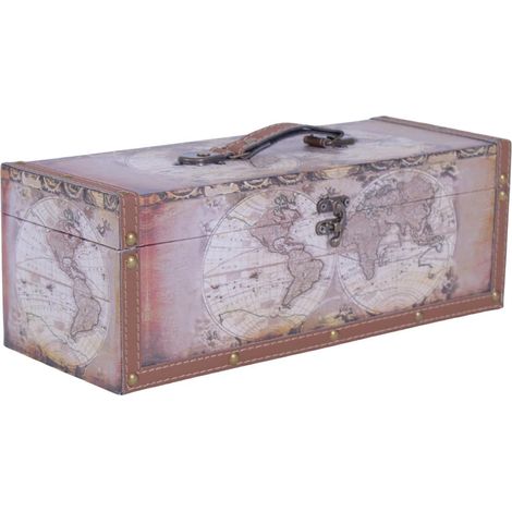Coffret porte-bouteille simple en PU motif planisphère (lot de 3)