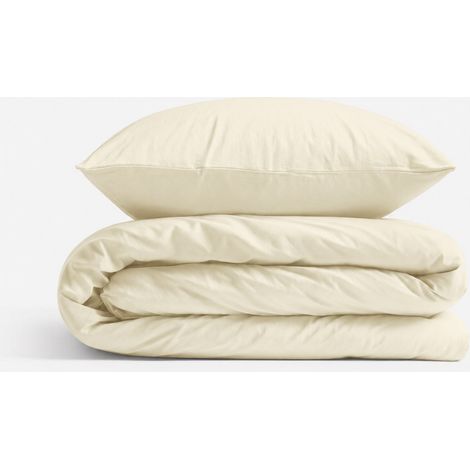 Juego de cama infantil de algodón, 2 piezas: funda de almohada de 40x60 cm y funda nórdica de 12x90 cm - color crema. (1/5)