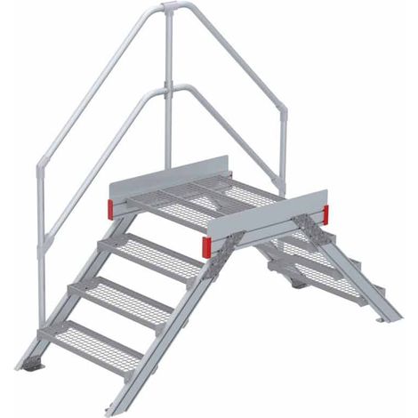 Euroline 512 Überstieg 45° 800mm Stufenbreite 2x4 Stufen Stahl Gitterrost