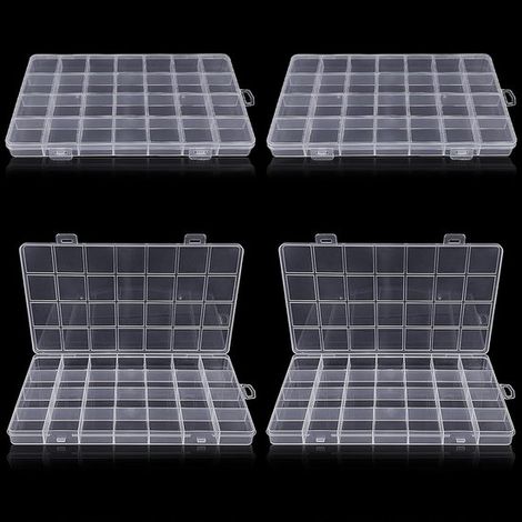 Caja de almacenamiento transparente - 4 piezas - plástico - ideal para piezas pequeñas (1/5)