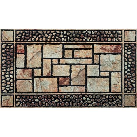 Zerbino Ingresso Robusto Spesso 1 Cm Pietre 3D Antiscivolo Assorbente Tappeto Entrata Casa - DisA