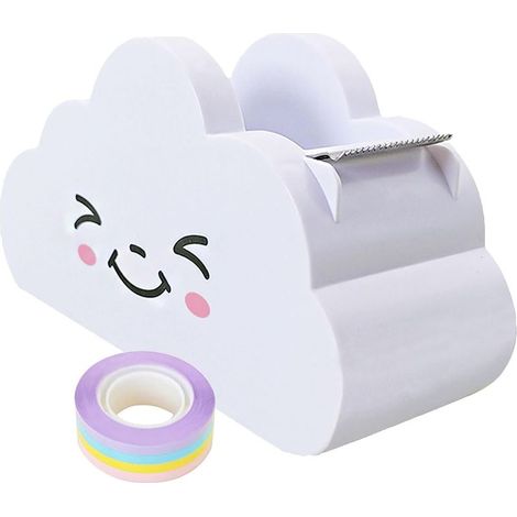 Dérouleur de Ruban Adhésif Arc-en-ciel Blanc en Plastique, Support de Bureau Facile à Transporter pour Fournitures Scolaires et Artisanat (1/5)