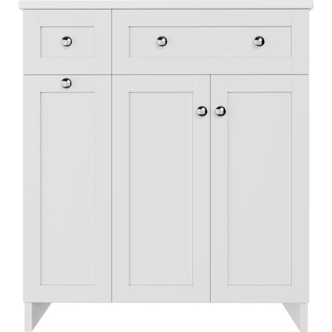 Mobile bagno con lavabo in ceramica 76 x 47 x 86 cm in MDF laccato bianco HOMVRA (1/5)