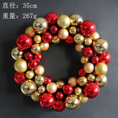 Guirlande Boule De Noël - Décor Festif Pour Porte Mur Cheminée - Boules Rouges Et Dorées - 1 Pièce