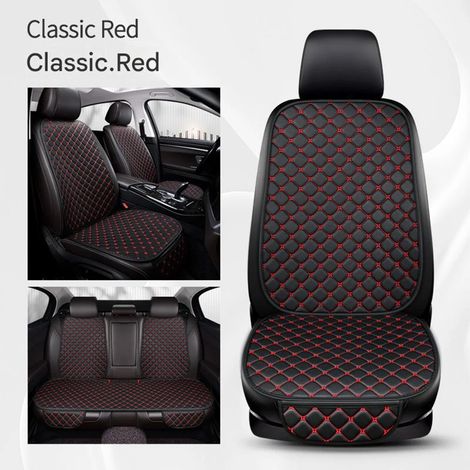 7x Housse Siège Auto Universelle Taille Guêpe Motif Étoile - Set Complet 5 Places, Coussin Siège Voiture Antidérapant Résistant, Similicuir Brodé - Noir Rouge