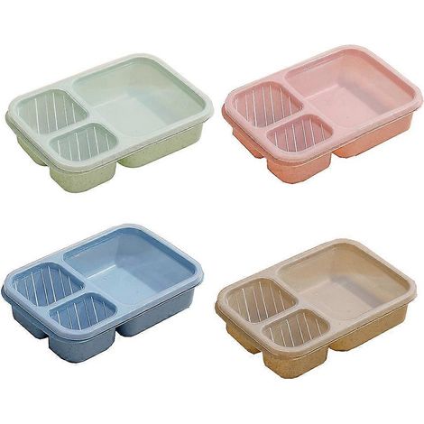 Paille de blé boîte repas trois compartiments boîte bento étudiant bureau travailleur restaurant boîte repas boîte repas (1/5)