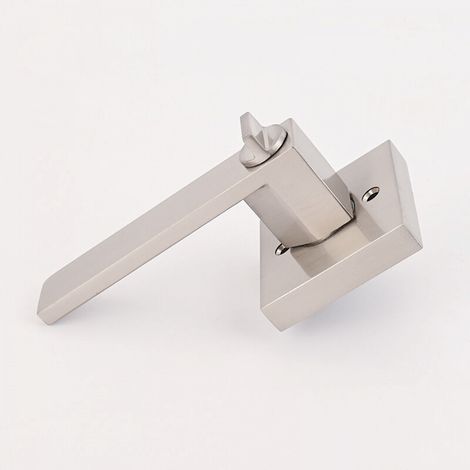 Poignée de porte de chambre/salle de bain, pour salles de bain privées et portes intérieures, poignée de porte robuste, finition nickel satiné (1/4)