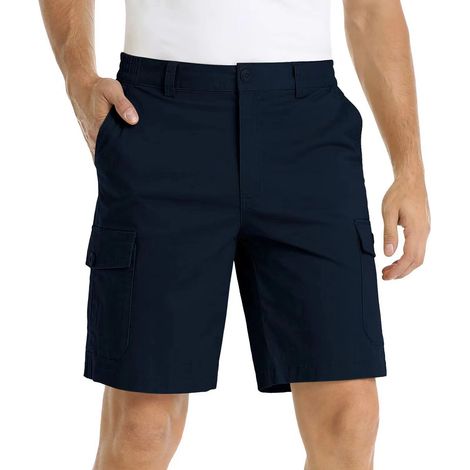 1 Short cargo homme, coupe ample, poches multiples, ceinture élastique, taille 48, bleu marine (1/5)