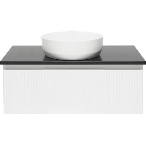 Swiss Aqua Technologies Mueble de baño con encimera de piedra artificial SAT Evolution 98x30x44,8 cm blanco mate (SATEVO100WMTK)