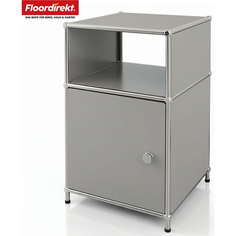 Metallregal Concept Epure MK-040 3-stöckiges Aufbewahrungsregal mit Tür & & Ablageflächen Grau (1/5)