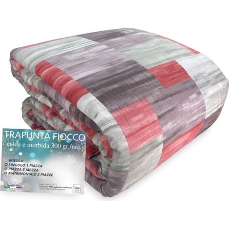 TRAPUNTA FIOCCO © QUADRI Rossi Piumone Invernale made in Italy 2 PIAZZE