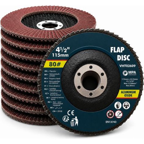 Set 10 Dischi Lamellari Abrasivi 115 mm Grana 40/60/80 80