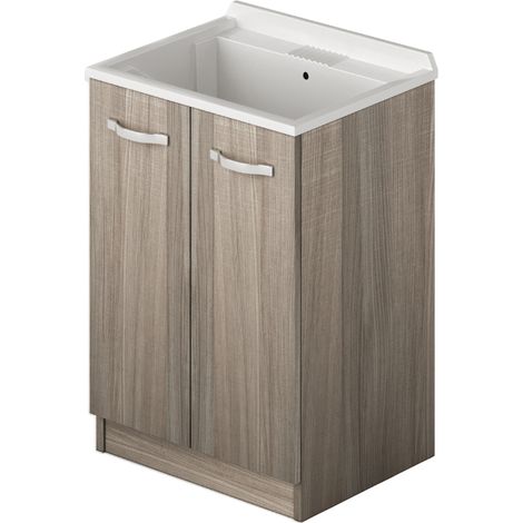 Mobile lavatoio per lavanderia 2 ante colore Olmo H86x61x50cm