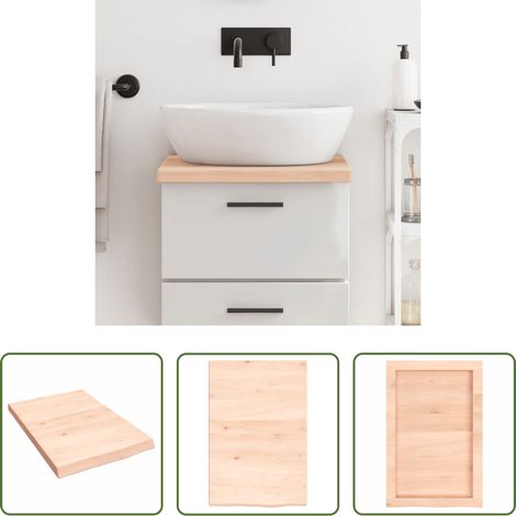 Bois de chêne massif - Comptoir de salle de bain 40x60x(2-4) cm bois massif non traité (1/5)