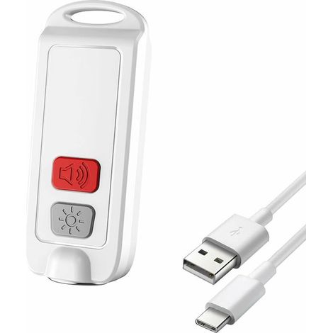 Kimfly Alarme personnelle – Alarme porte-clés rechargeable 130 dB avec lampe de poche LED, dispositif de sécurité sonore sûr pour femmes, enfants, personnes âgées (1/5)