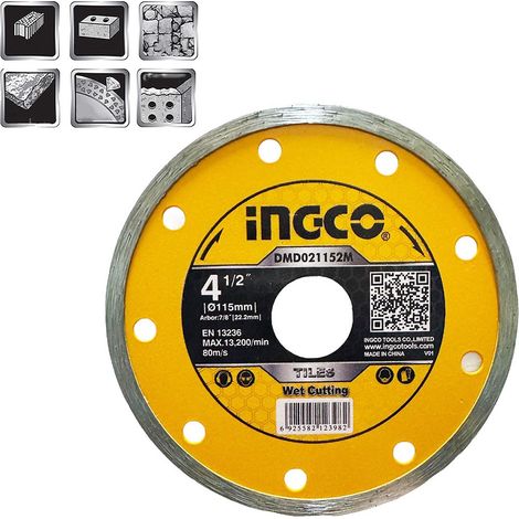 DISCO DIAMANTATO 115MM A UMIDO - BOX DA 10 - DMD021152M - INGCO (1/4)