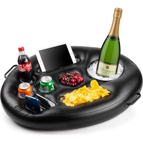 Porte-gobelets flottant gonflable pour piscine et jacuzzi - Porte-boissons et aliments de grande qualité supérieure pour lac, plage et piscine - Accessoires de piscine - Compatible avec tablettes et t (1/5)