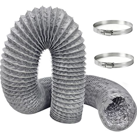 Gaine de Ventilation Flexible 100mm x 3m,Tuyau d'Évacuation en Aluminium et PVC Renforcé,pour Sèche-linge,Hotte de Cuisine,Résistant aux Températures Élevées,Livré avec 2 Colliers de Serrage (1/5)