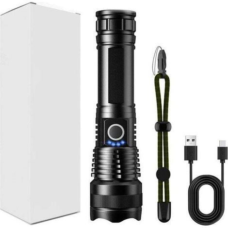 Akku-Taschenlampen, Taktik-Taschenlampen mit 2000 Lumen, USB-C-Taschenlampen, tragbare Taschenlampen für Camping, Polizei usw. (1/5)
